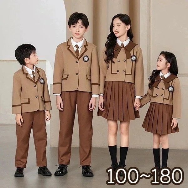 卒業式 入学式 スーツ 女の子 男の子 中学 小学生 受験 学生服 通学 セット 大きいサイズ 女児 ジュニアスーツ 子供スーツ お受験 発表会 ベージュ 100 110 120 130 140 15