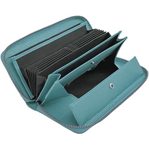[] 財布 レディース 大容量 じゃばら 長財布 本革 ギャルソン レシートと小銭を自動で仕分け 多機能 ウォレット コインスルー ブルー