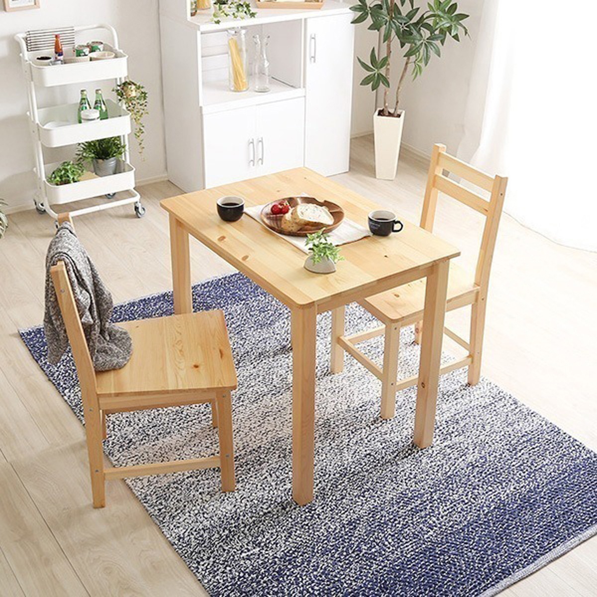北欧テイスト ダイニング3点セット コンパクト梱包 天然木製 家具 ダイニング テーブル チェア