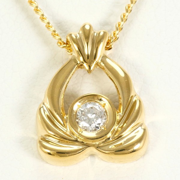 K18 18金 YG イエローゴールド ネックレス ダイヤ 0.10 約39cm ジュエリー 中古