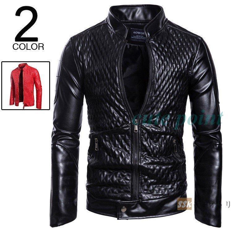 革ジャケット ライダースジャケット メンズ レザージャケット バイクウェア シングルライダース 革ジャン アウター 防風 防寒