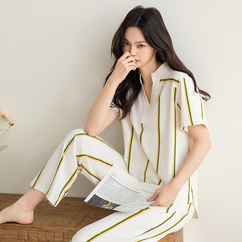 【急速発送】送.料.無.料.純綿 半袖 ロングパンツお母さんの 薄 い 半袖 パジャマ ルームウェア