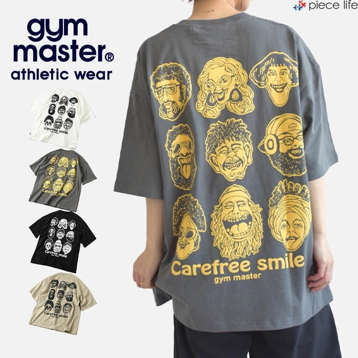 【2025春夏新作】 gym master 半袖 Tシャツ メンズ レディース ユニセックス バックプリント 7.4オンス 7.4oz carefree smile G521796