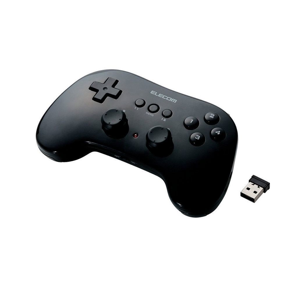 小型軽量ワイヤレスゲームパッド 12ボタン 連射 高耐久ボタン ブラック JC-U3912TBK