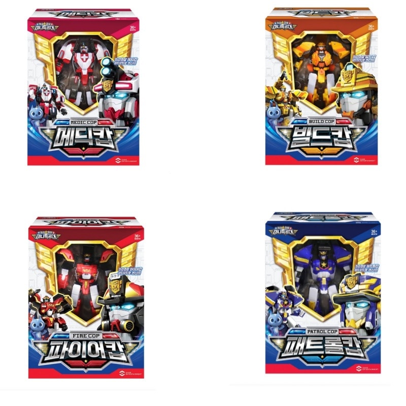 ミニ特攻隊/最強警察/4種ロボットコレクション/パトロールカップ/ビルドカップ/ファイヤーカップ/メディックカップ/頭に変身/変身ロボット/合体ロボット/正品/2023