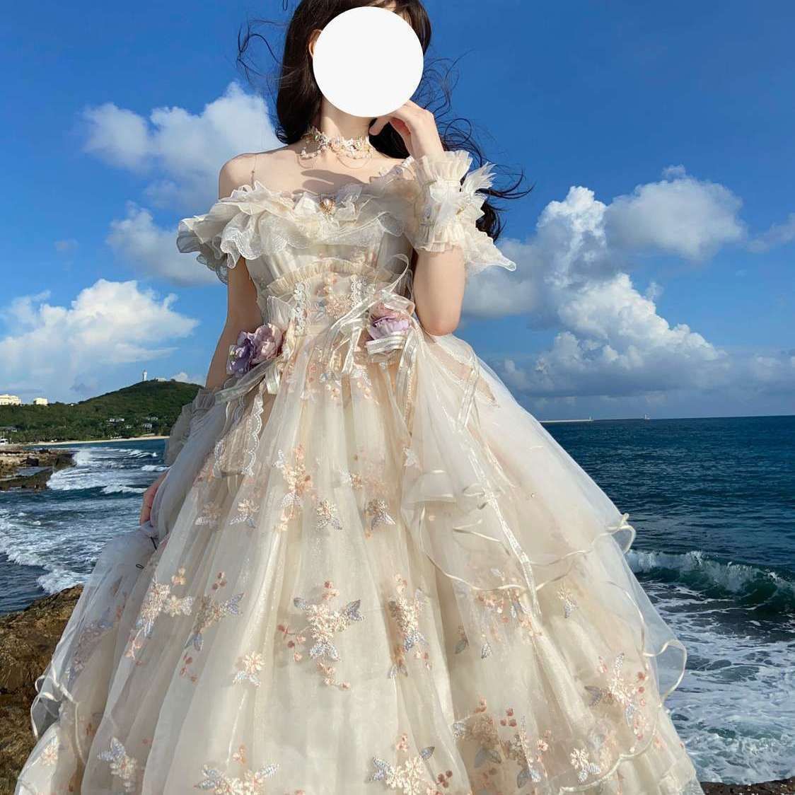 【91% 好評価率】現物花神フロラlolita刺繍夏ロリータ花嫁ロリータ卒業シーズンドレス花嫁服