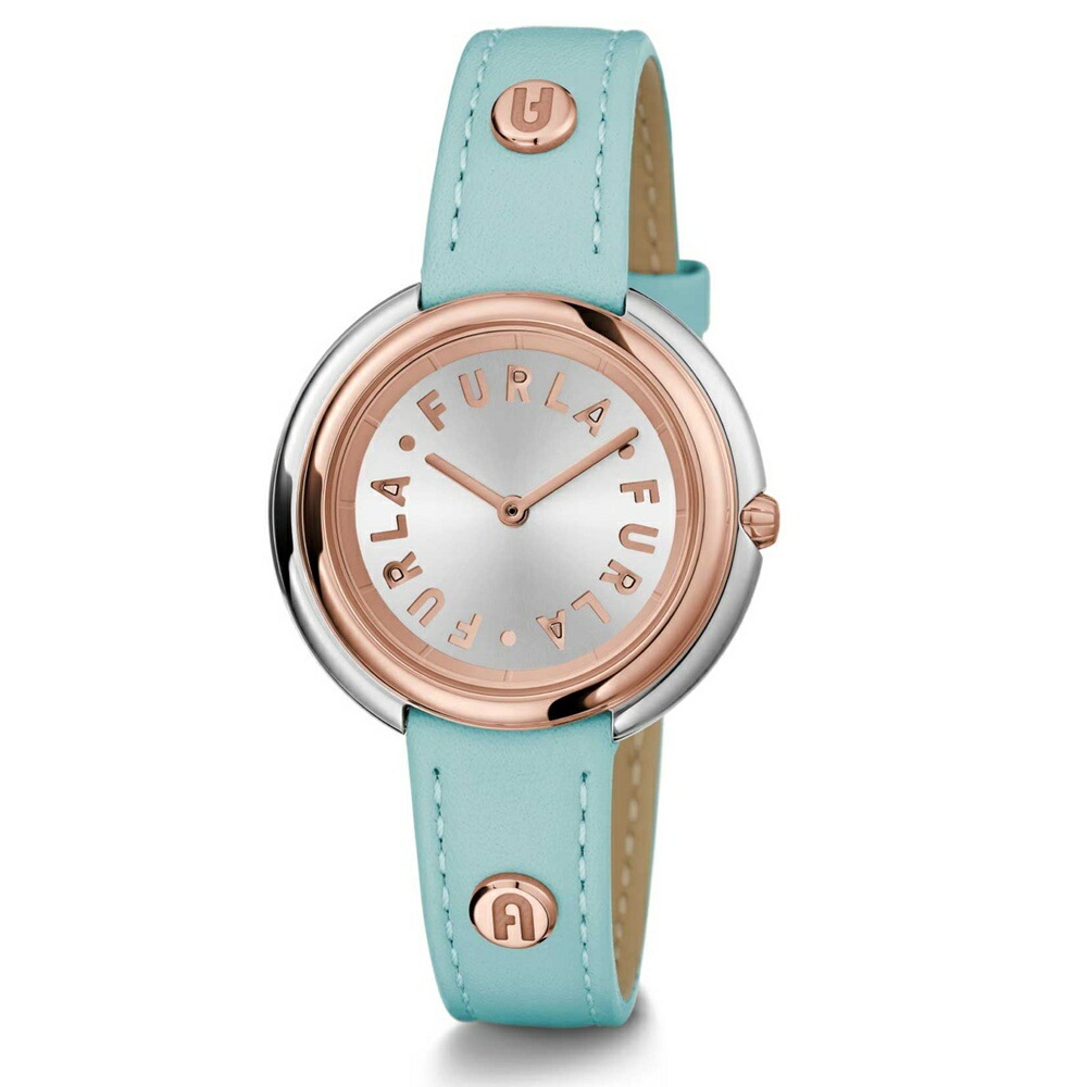 フルラ 腕時計 レディース ブランド ブルー 水色 革 レザー アイコンシェイプ シルバー文字盤 時計 小さい シンプル かわいい おしゃれ 大人 女性 女友達 母 妻 彼女 お祝い 時計 記念日 贈