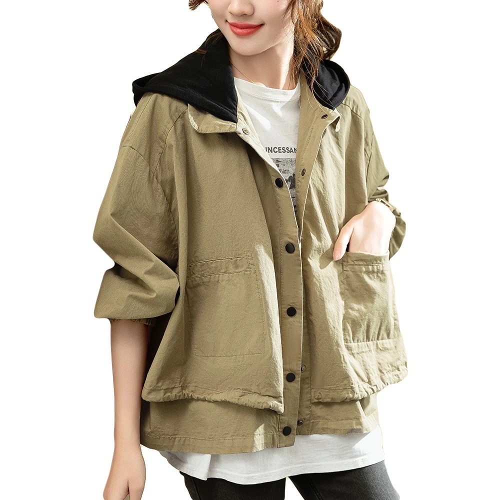 [最安値挑戦]！トップス ライトジャケット マウンテンパーカー 長袖 ゆったり カジュアル ショート丈 薄ジャケット アウター 春秋 レディース フード付きジャケット