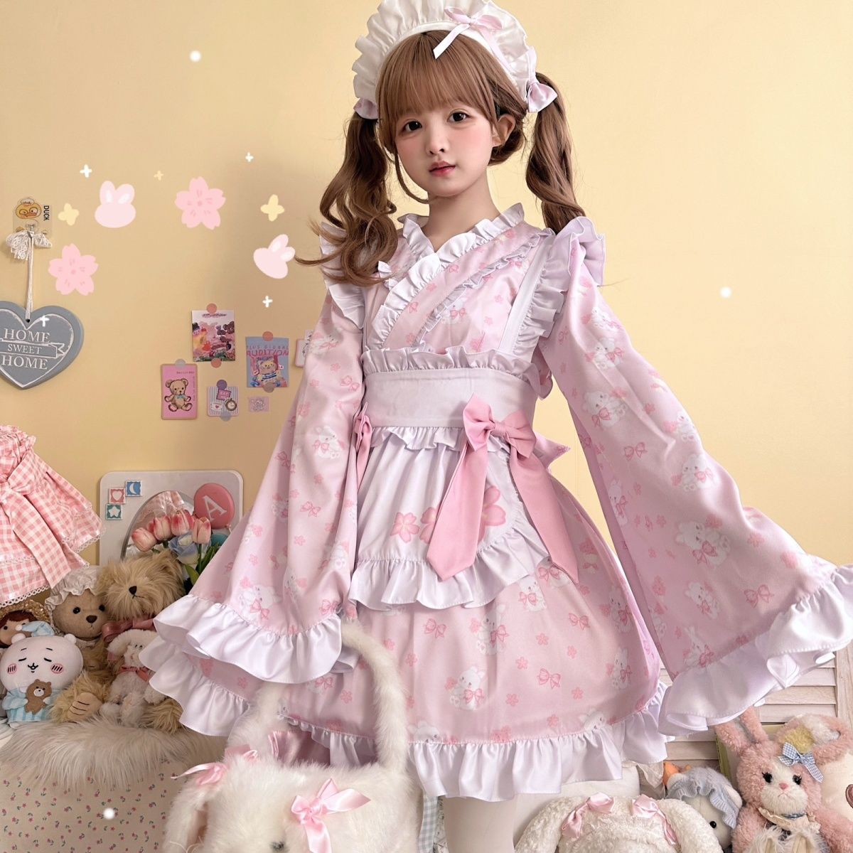 本日の限定商品 ロリータ ワンピース コスプレ 二次元 4点セット オリジナルスーツ和風ロリータメイド学院祭用 ロリータ ドレス ハロウィン 日常長袖改良cos服