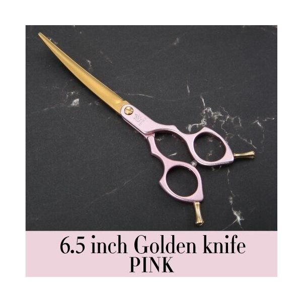 フェニスプロフェッショナルカラフルな6.5インチ湾曲グルーミングはさみペットシザー犬用猫 6.5 GK pink
