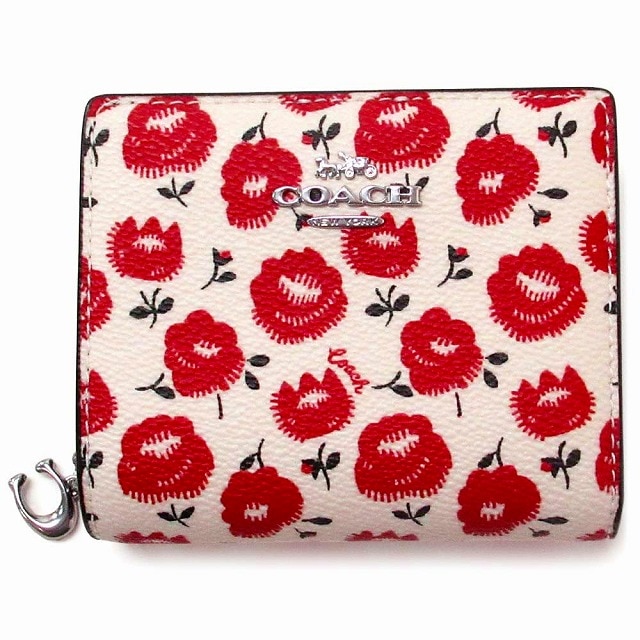 コーチ 財布 COACH アウトレット コーチ スナップウォレット フラワープリント 花柄 二つ折り財布 CBO76 SVWGZ