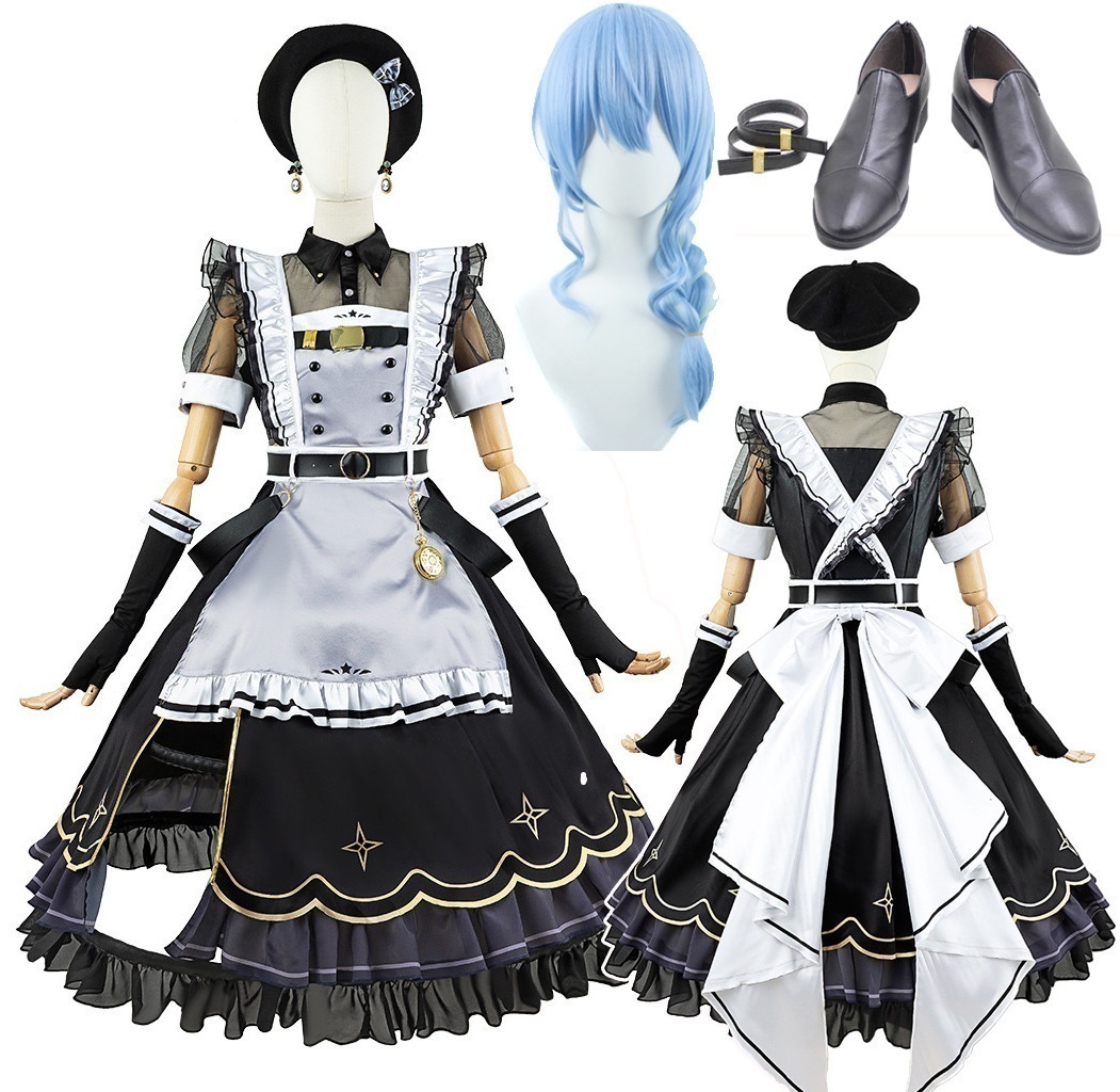 【2枚購入で100円OFF】最安値挑戦 耳飾り付き 仮装 変装 パーティー イベント セットアップ ショーパン ワンピース 黒 コスプレ衣装 追加可能 靴 ウィッグ メイド服 バーチャルYouTube