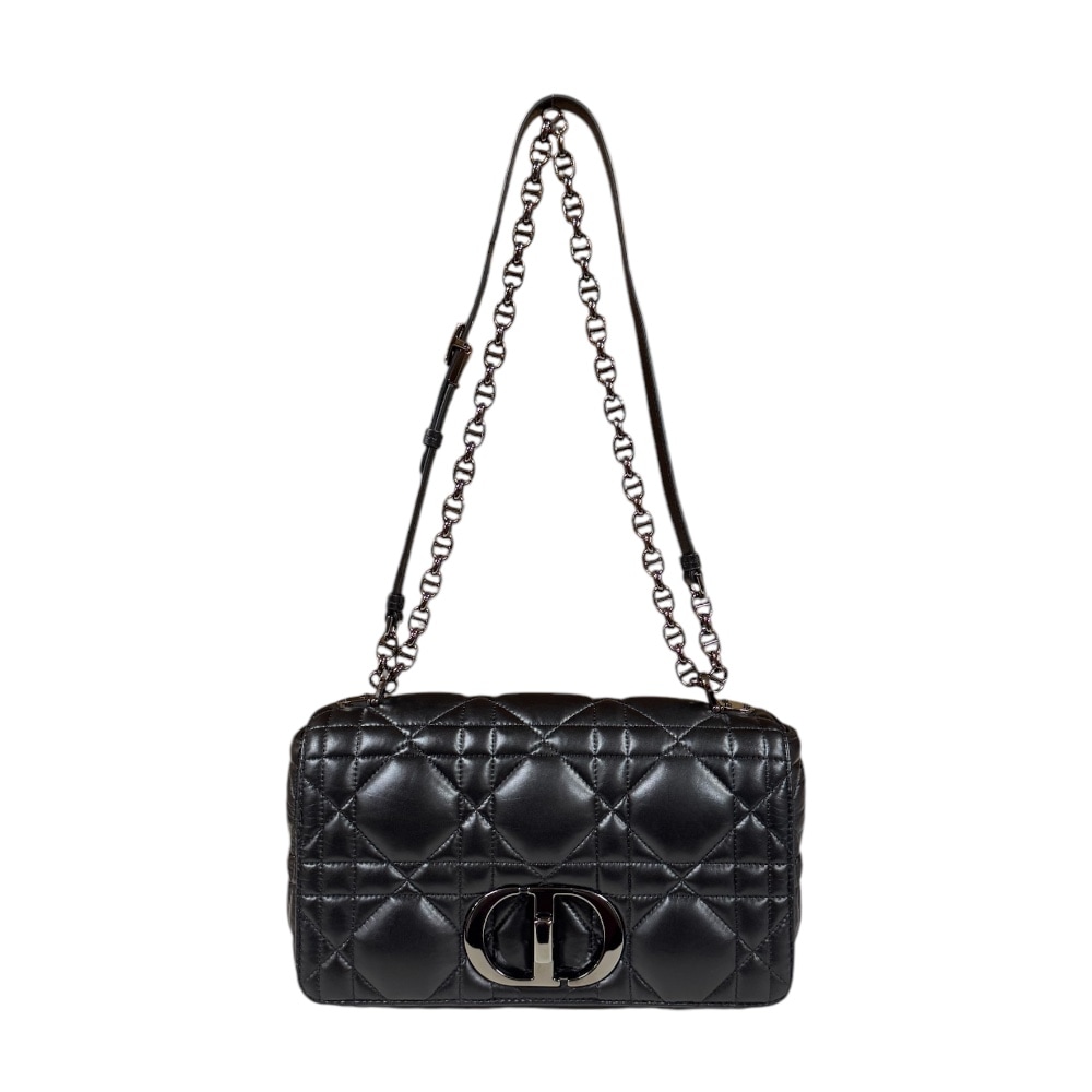 ディオール ディオール カロ ミディアム カナージュ ショルダーバッグ レザー ブラック Dior 中古 美品 220,000円