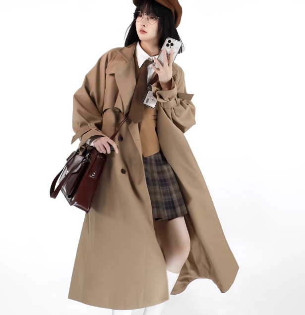 アウター デート モテアイテム トレンチコート ロング丈 長袖 コットン 大人可愛い きれいめ 上品 おしゃれ かっこいい 大人可愛い ラブリー キュート ガーリー クール モード系 セクシー