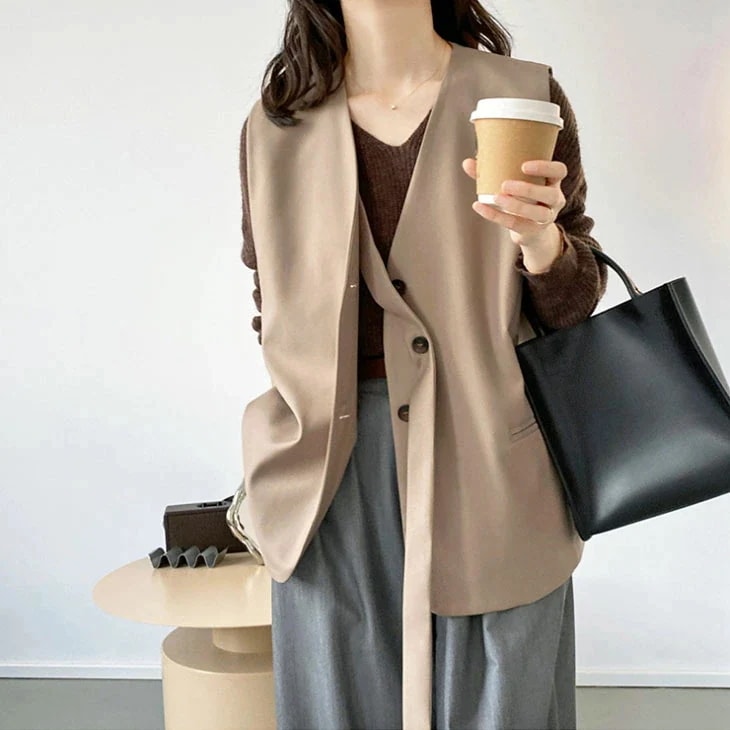 2way ベスト ジレ Vネック アウター 羽織り レディース 袖なし 前後 可愛い おしゃれ 流行 カジュアル きれいめ シンプル 大人可愛い 秋 冬 ゆったり 大きめ 無地