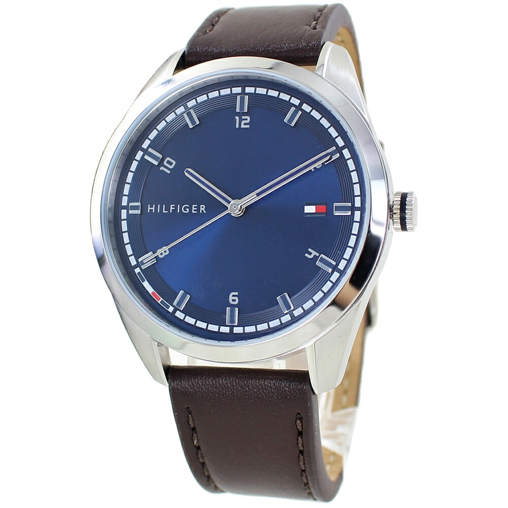 トミーヒルフィガー 腕時計 手表 メンズ 革ベルト 男性 ギフト 誕生日プレゼント 入学祝い 退職祝い 結婚記念日 プレゼント おしゃれ ブランド 日常使い 時計 青 文字盤 ブラウン ポイント消化