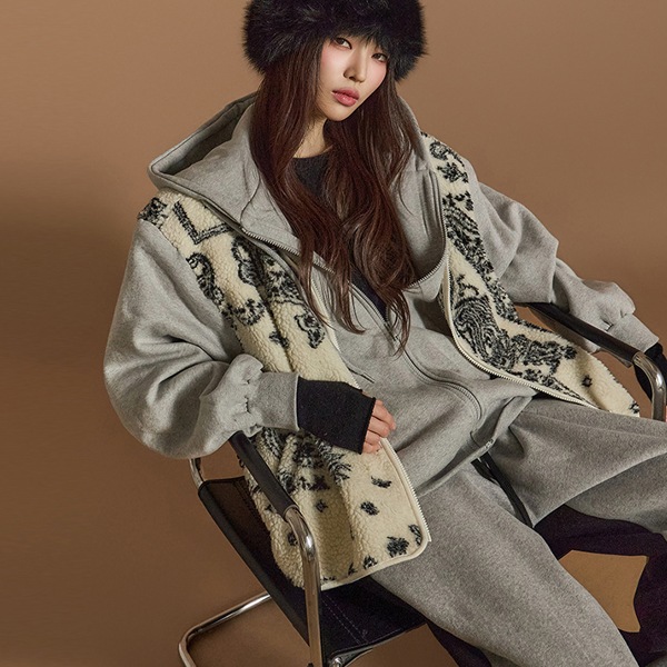 J2566 ブクル フード ジップアップ