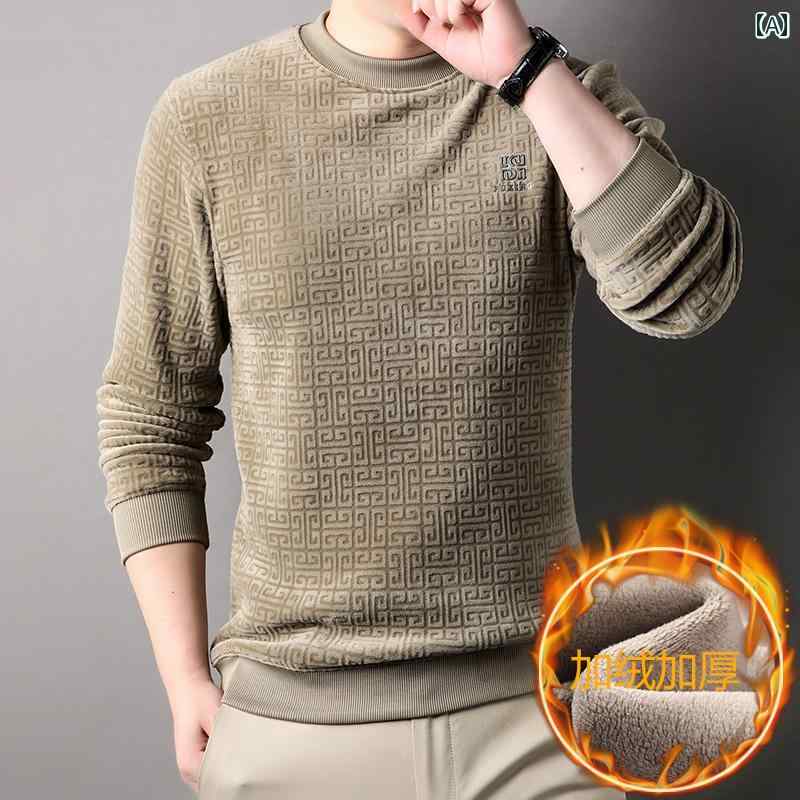 セーター メンズ ニット トップス 冬 暖かい ファッション 冬 カジュアル 厚手 非 ピリン グラウンドネック 暖かい
