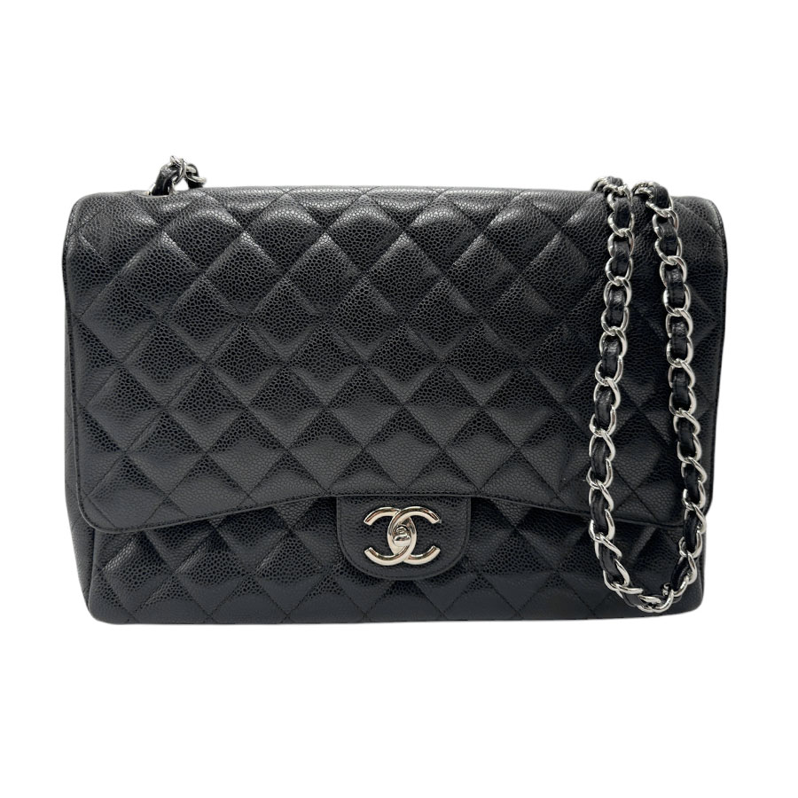 シャネル CHANEL ショルダーバッグ マトラッセ ダブルフラップ キャビアスキンレザー ブラック シルバー レディース n0668 435,600円