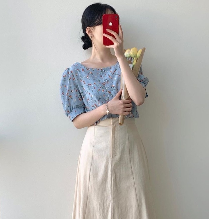 セットアップ デート モテアイテム ブラウス フレアスカート 半袖 コットン 可愛い きれいめ 上品 おしゃれ かっこいい 可愛い ラブリー キュート ガーリー クール モード系 セクシー