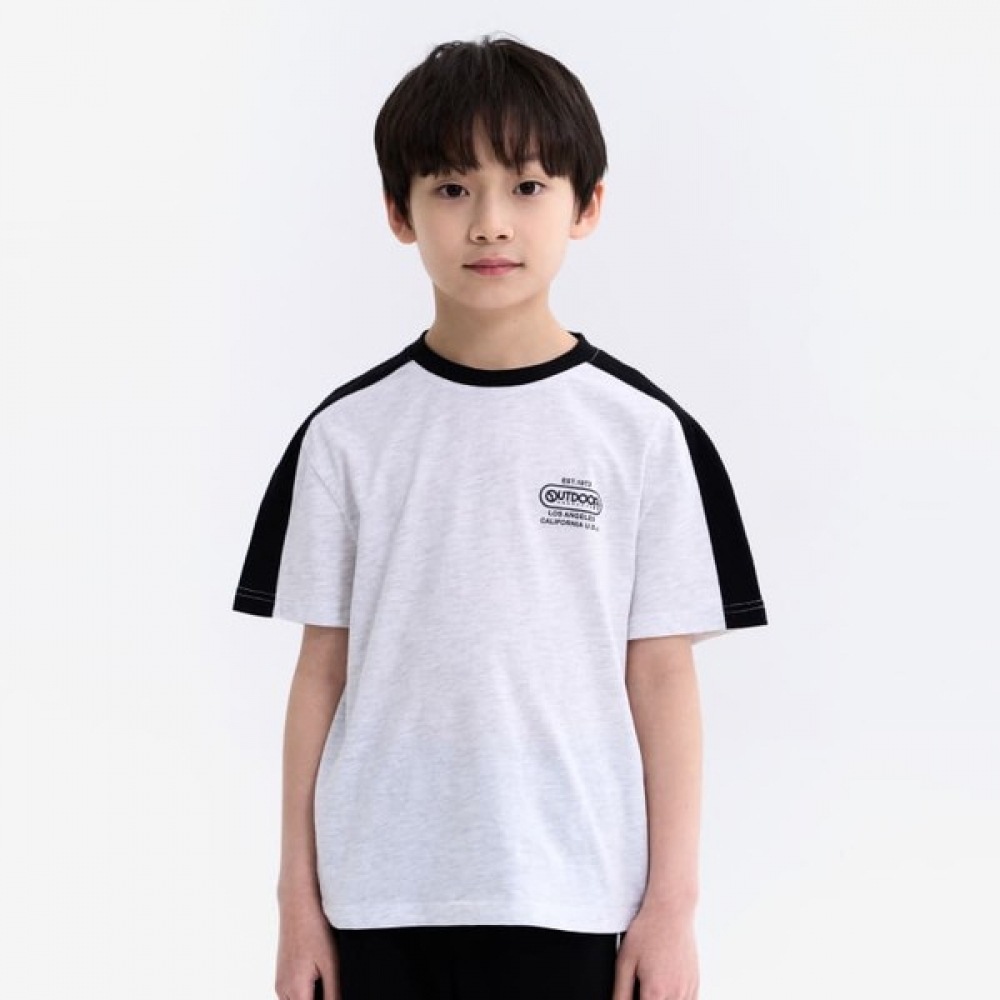 [アウトドア用品キッズ] カラーポイント半袖Tシャツ (メランジホワイト) OD252ISS07_MWH