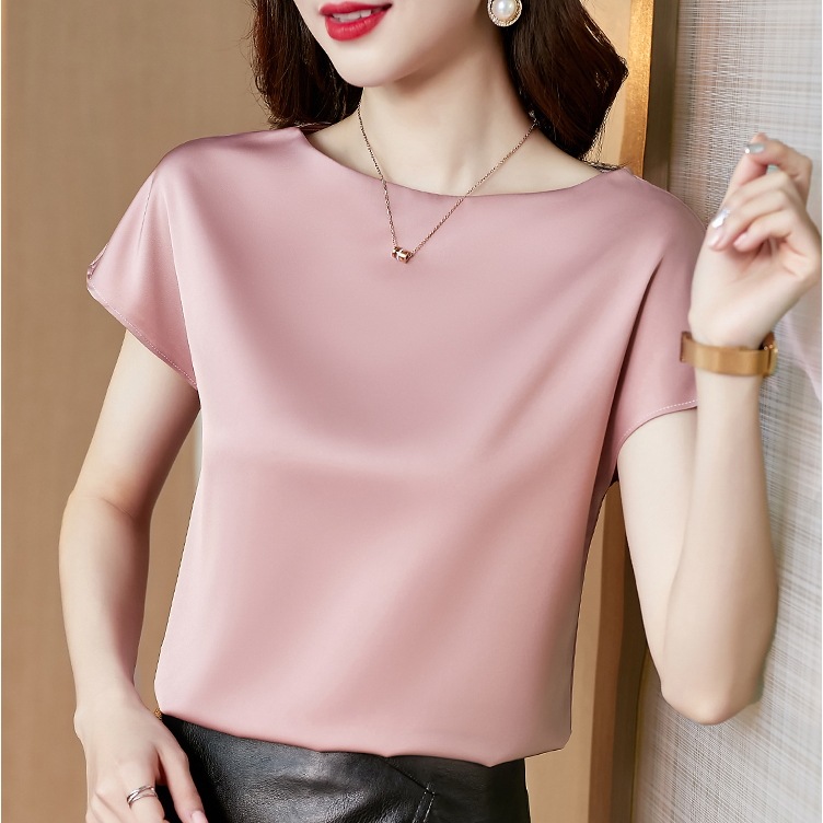 カラーバリエーション豊富 シフォントップス プルオーバートップス オフィスカジュアル トップス シャツ カットソー プルオーバー 白シャツ 白トップス 袖あり 半袖 5分袖 五分袖 Uネック