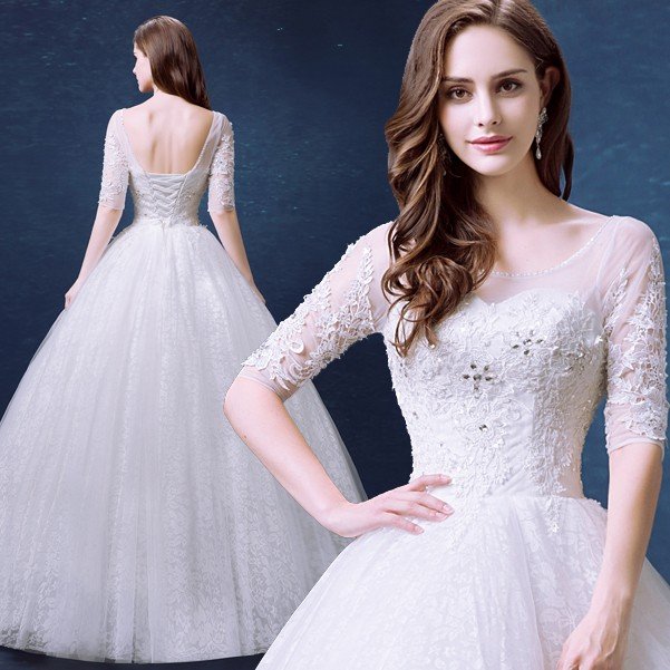 ウエディングドレス 長袖 二次会 ウェディングドレス 安い 秋冬 結婚式 プリンセス エンパイア 花嫁 ドレス 白 披露宴 ロングドレス ブライダル