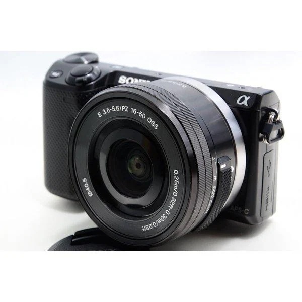【中古】ソニー SONY NEX-5T ブラック レンズセット 美品 SDカードストラップ付き