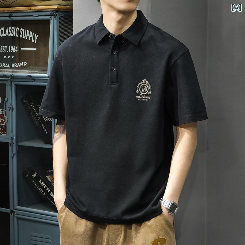 大きいサイズ ポロシャツ 春夏 半袖 男性用 アメリカ カジュアル Tシャツ 都会的 レジャー トップステッチ ウォッシュド 綿 5,283円