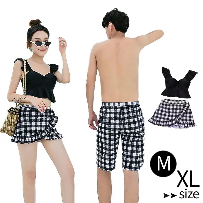 【20点セット】7月の新作特典ペアルック水着 ペア 3点セット カップル水着 体型カバー水着 サーフパンツ 水着 タンキニ 大きいサイズ ワイヤーあり レディース メンズ ビキニ2点セット+ビーチパン