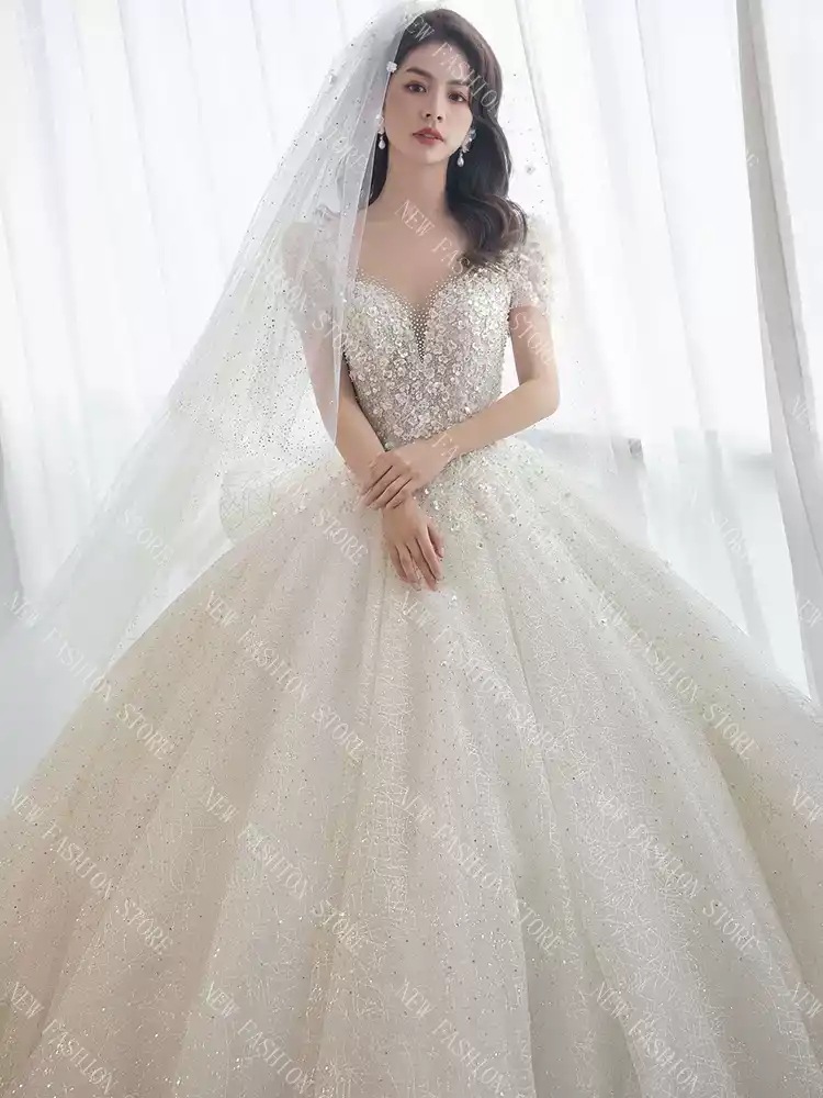 ワンショルダーフレンチウェディングドレスの新モデル-36