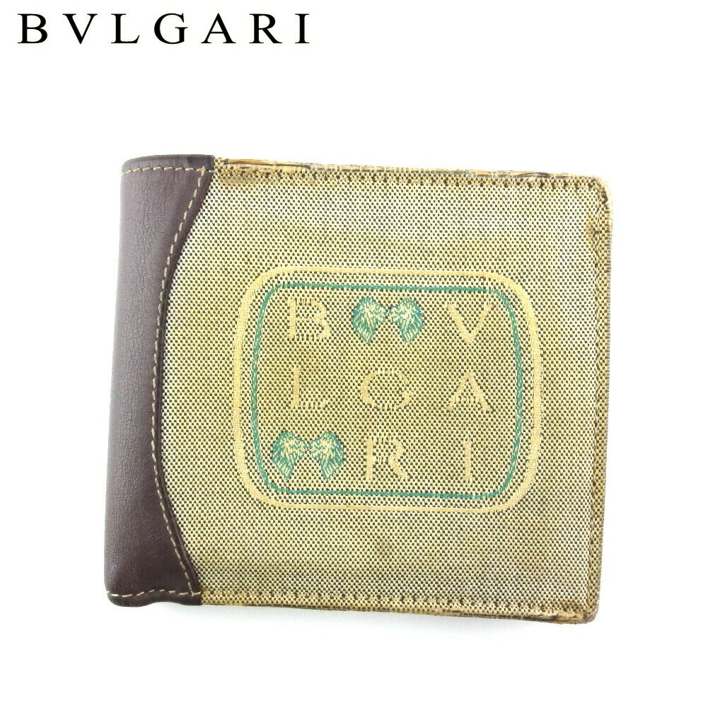 二つ折り 財布 ミニ財布 ロゴ レディース ベージュ ブラウン ブルー 中古 19,279円