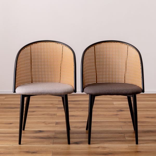 ダイニングチェアー 椅子 おしゃれ 北欧 アジアン 背もたれ カーブ 湾曲 曲がった 韓国風 スチール脚 黒 座面 クッション ナチュラル ラタン カントリー カフェ