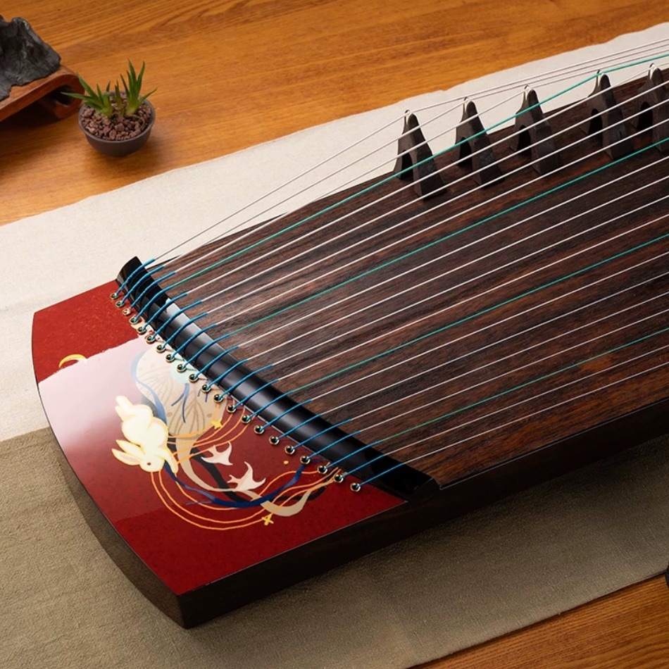 筝 135cm 赤いウサギの模様 中国の弦楽器