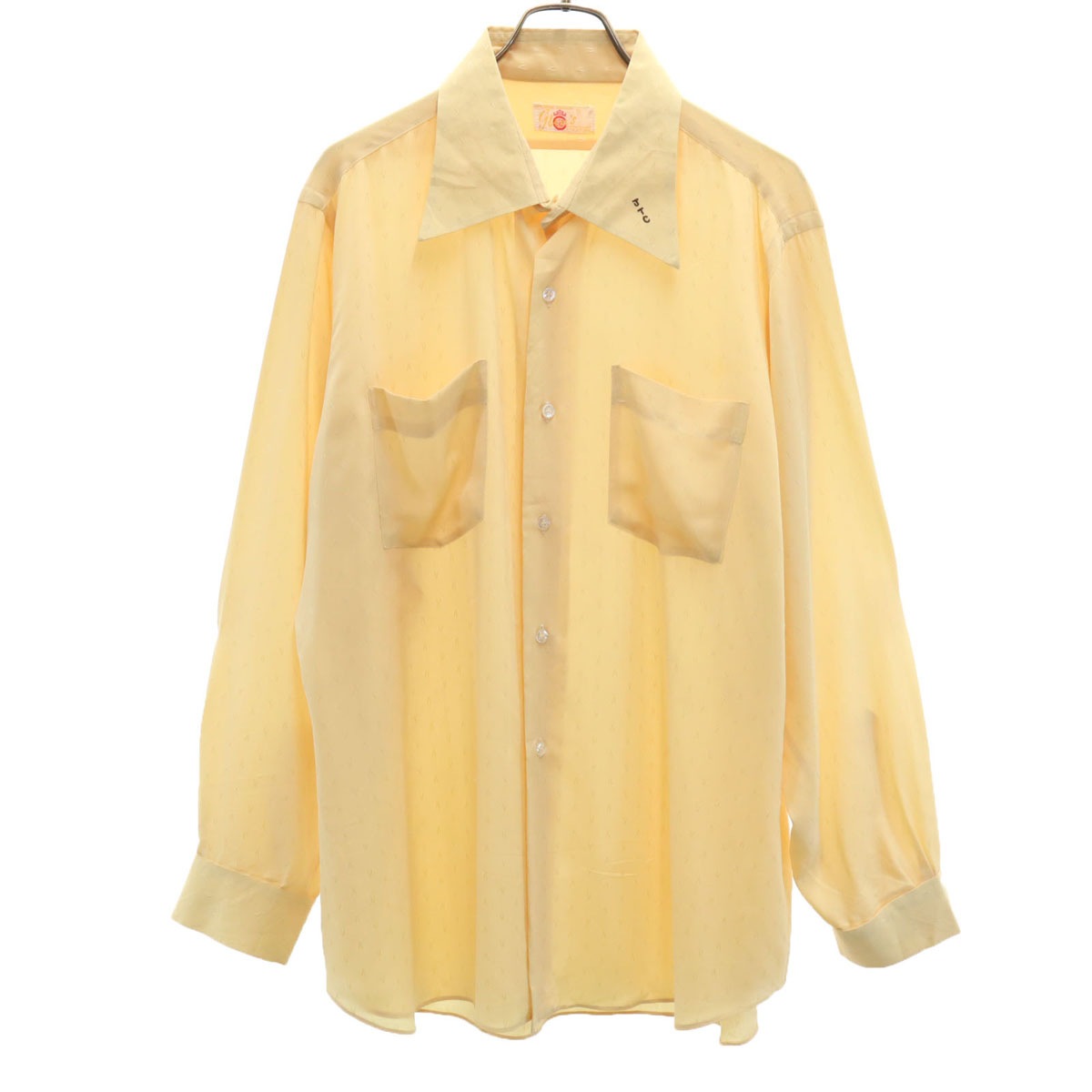 glens 70s ヴィンテージ 長袖 シャツ イエロー メンズ 古着