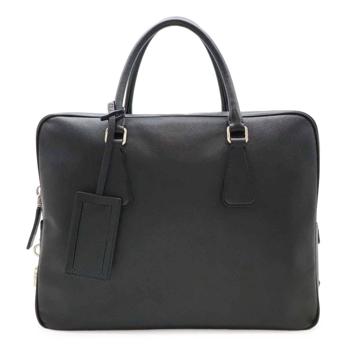 SAFFIANO TRAVEL ビジネスバッグ ブリーフケース 書類カバン レザー NERO ブラック 黒 シルバー金具 VS030