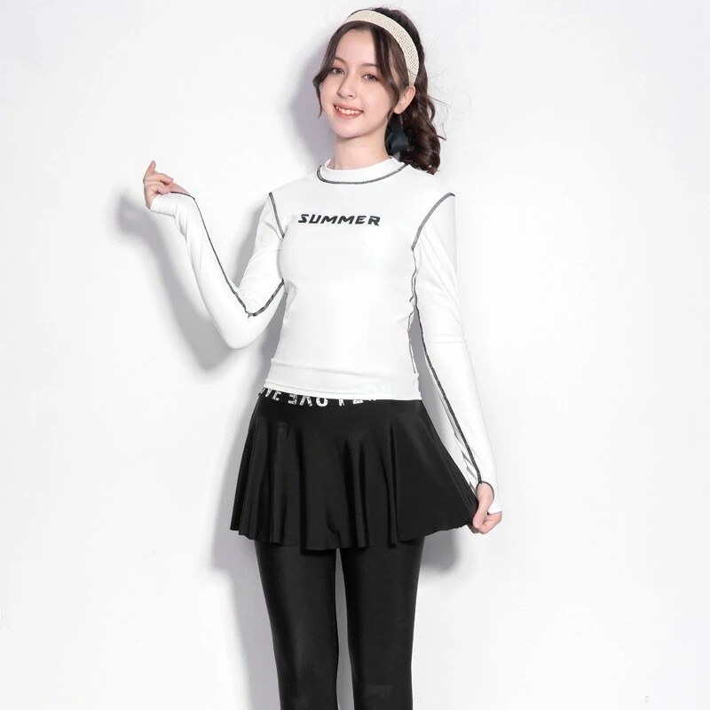 水着女の子おしゃれ水着ラッシュガードセパレート3点セット女の子水着レギンススイムウェア長袖 160cm