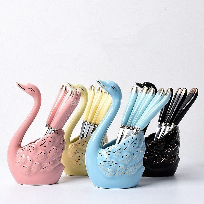 フォークスプーンセット 白鳥 ステンレス 鋼 フォーク スプーン ケーキ 食器 白鳥形 食器