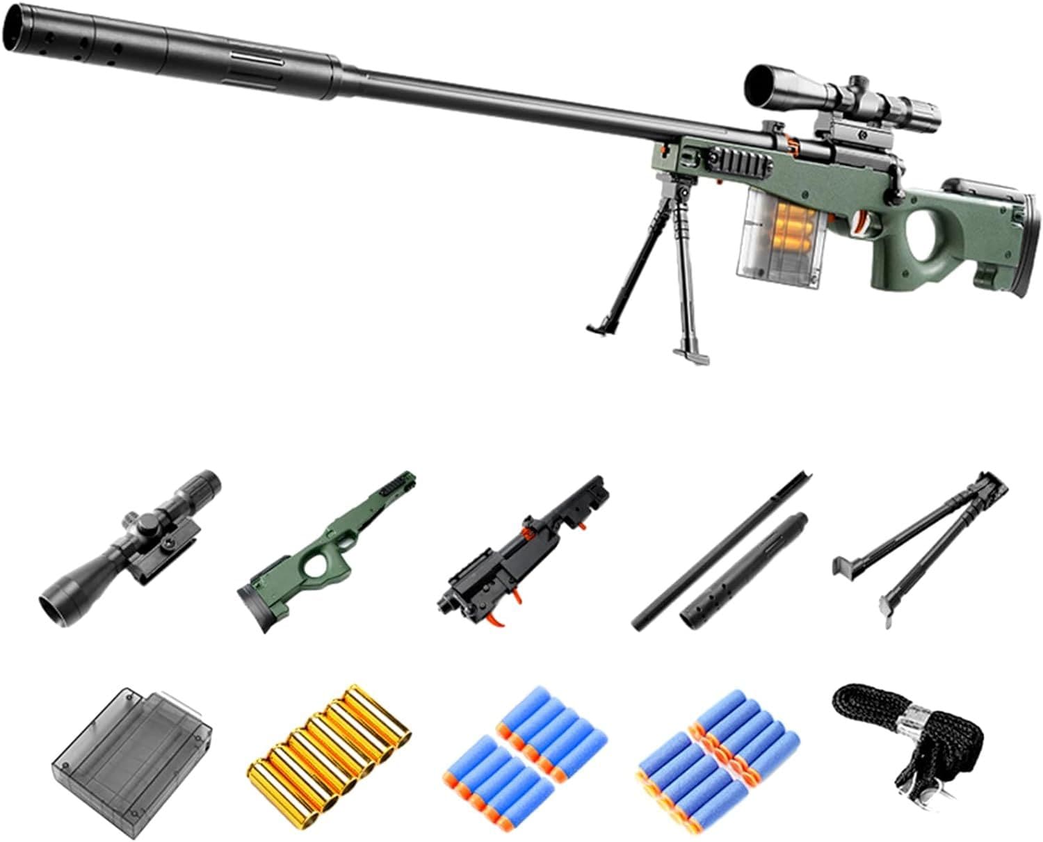【クリスマスプレゼント】98k狙撃銃おもちゃ銃 AWMスナイパーライフル 98kガンおもちゃ EVAソフトダーツ弾丸 トイガン EVAソフ弾丸 トイガン スポンジ弾 おもちゃ銃 スナイパーライフル お