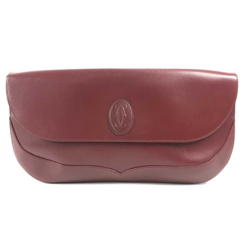 クラッチバッグ ロゴ マストライン カバン フラップ ポーチ レザー ボルドー