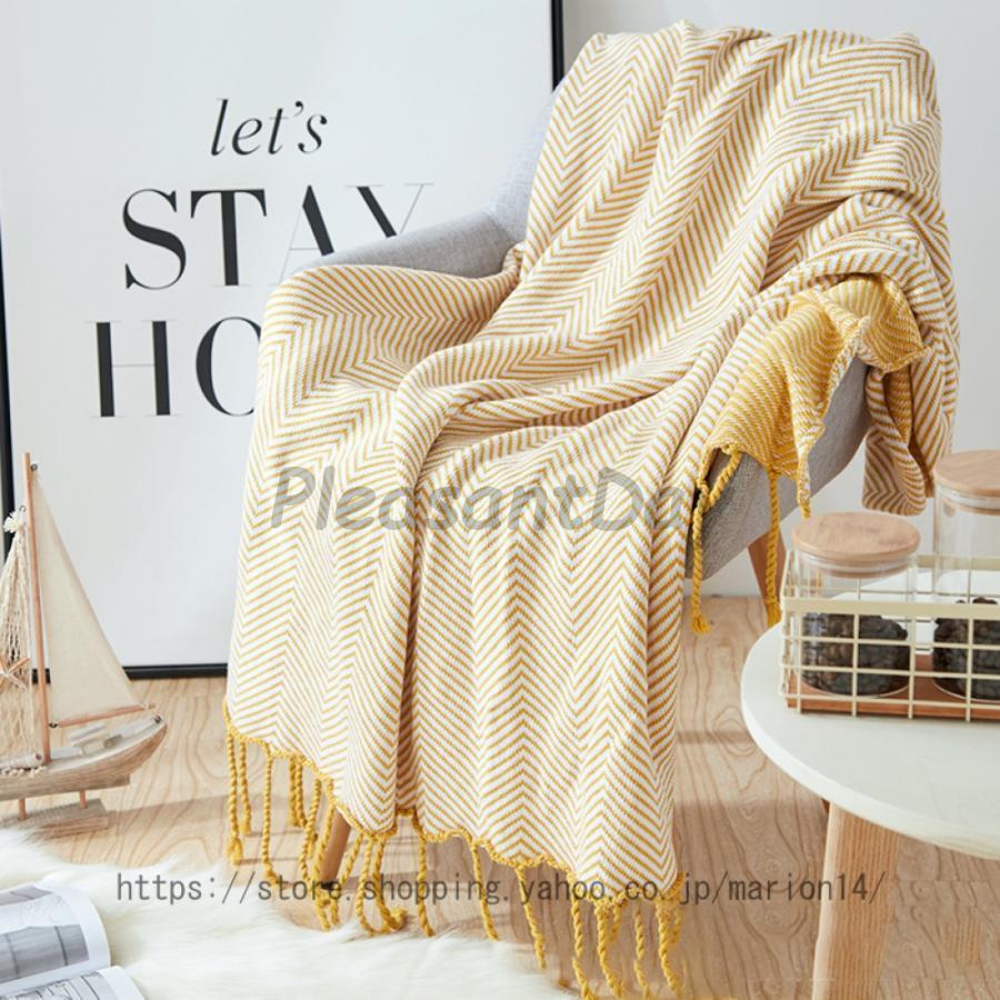 北欧風 ブランケット 大判 毛布 フリンジ付き 肌掛け ニットマルチケット もうふ 掛け毛布 通年使用 暖房 冷房対策 かわいい インテリア ベッドスロー 無地