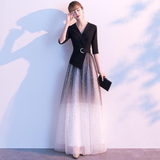 ロングドレス　スーツ　ワンピース　パーティードレス　五分袖　結婚式　発表会　二次会　卒業式　謝恩会