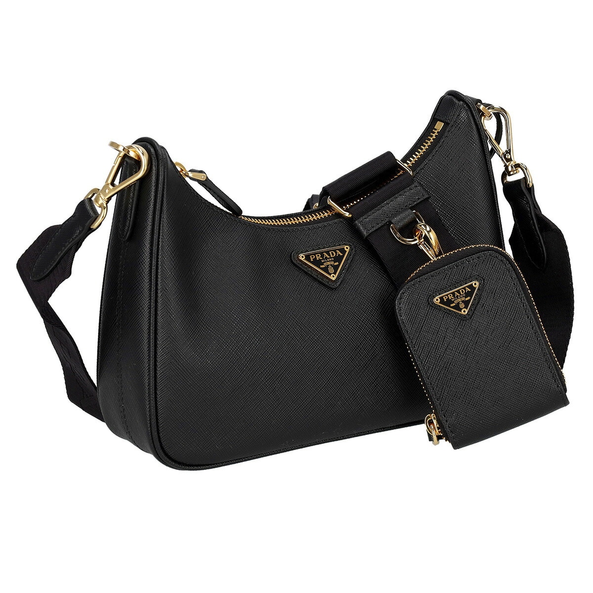 PRADA 1BH204 S/LU V2M/NER1 RE-EDITION プラダ ショルダーバッグ 型押レザー ブラック/ゴールド