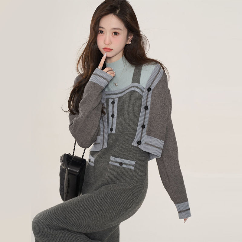 【送.料.無.料.急速発送】【新作】ニットスーツ韓国版セーター2点セットスカートワンピース