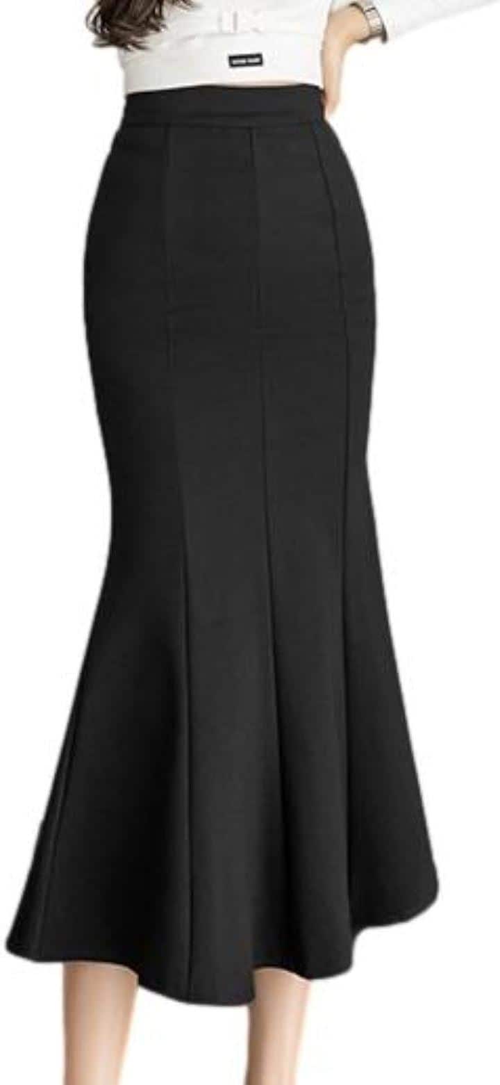 マーメイドスカート ロング丈 フレアシルエット 後ろファスナー エレガント 無地 お洒落着 シンプルライフ オールシーズン 綺麗な 大人っぽい 着やせ 華やか 出勤 ながめ( M) 5,561円