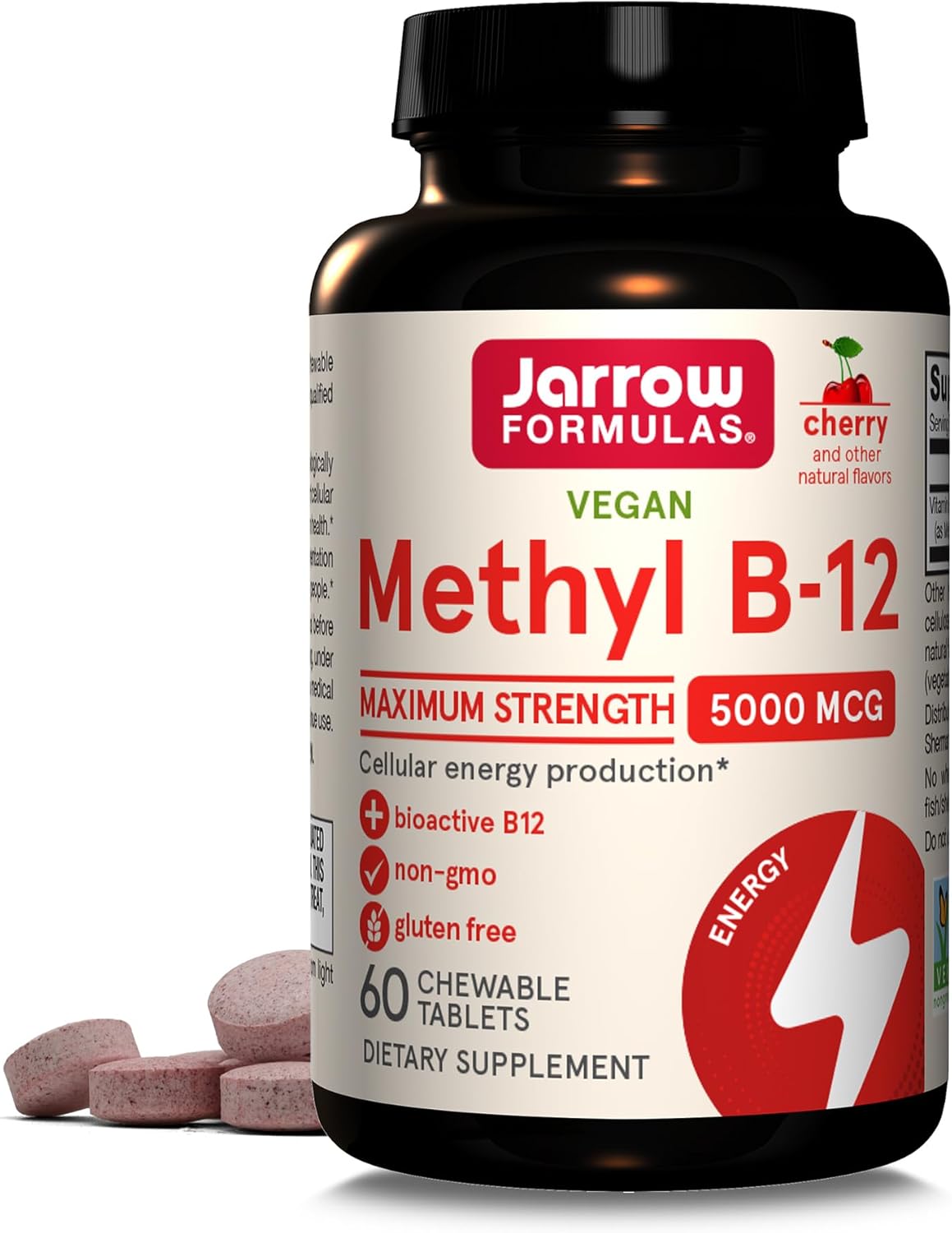Jarrow ジャローMethyl B-12, Methylcobalamin 5000 MCG 60錠 チュアブル·タブレット