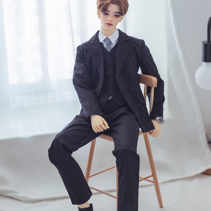 BJD ドール服 ブラック スーツセット POPO68/70cm/LS73/ID75サイズ球体関節人形用衣装セット ドールウェア