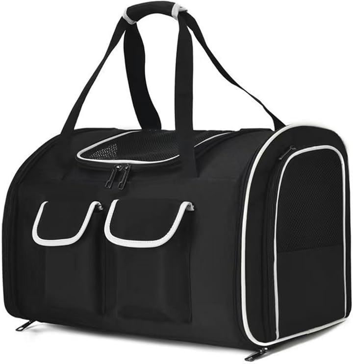 ペットキャリーバッグ リュック 猫 犬 小動物 メッシュ 軽量 キャリーケース ポケット付き(ブラック)