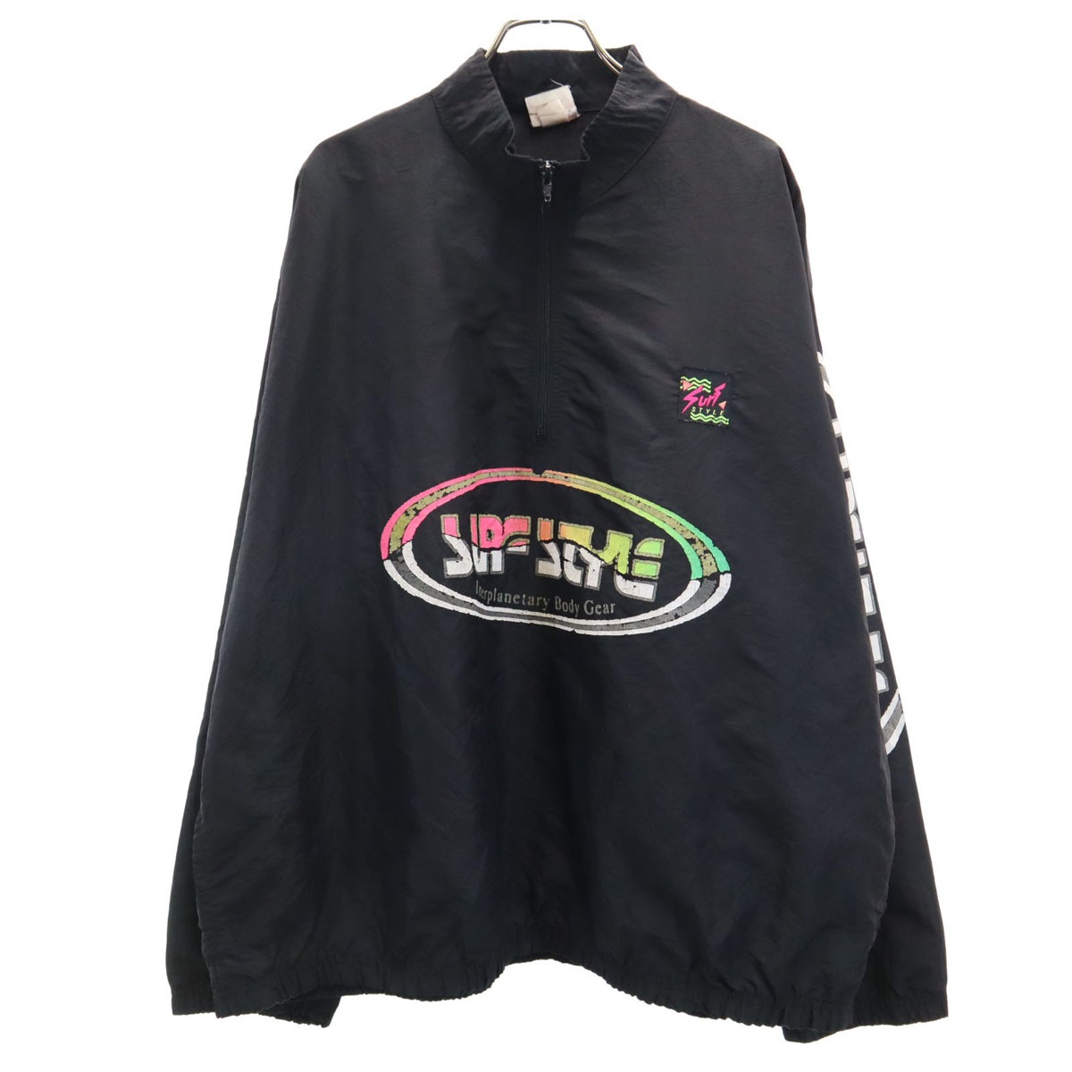 Surf STYLE 90s オールド USA製 ハーフジップ ジャケット ONE SIZE ブラック プルオーバー メンズ 古着