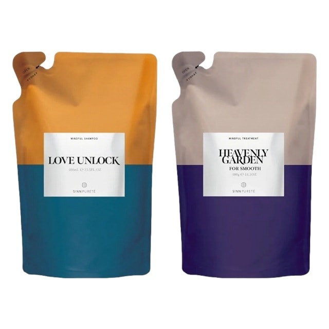シン ピュルテ マインドフルシャンプー ＋ トリートメント スムース セット レフィル 400mlx2 LOVE UNLOCK+HEAVENLY GARDEN